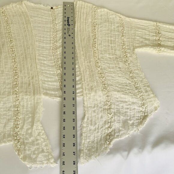 Free People One Willow Kimono White Lace Floral Open Front Tie Beach Boho Preppy - Picture 9 of 12